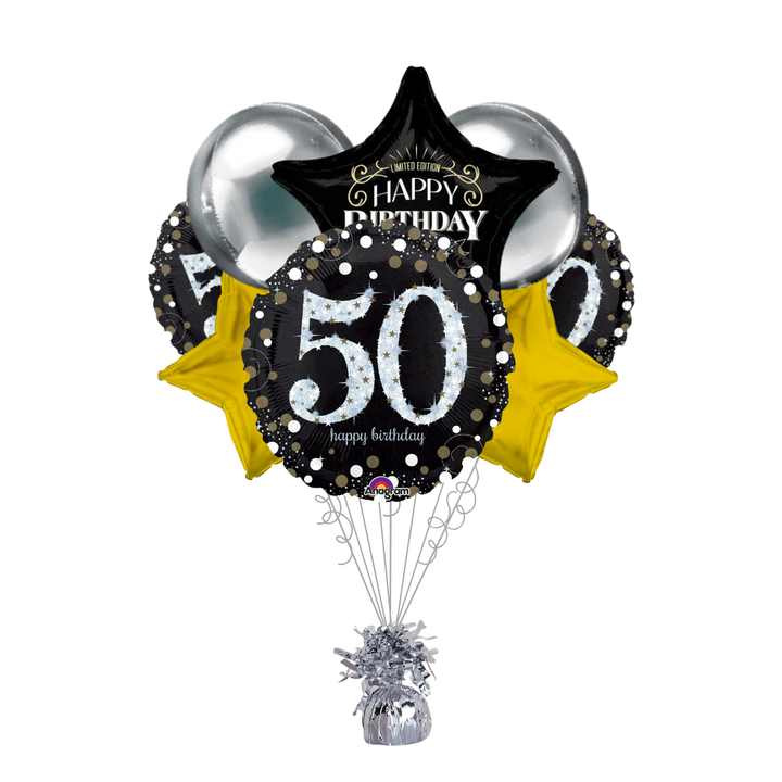 Sparkling Golden Age 50th Birthday Balloon Bundle