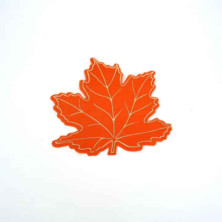 Brown and Orange Autumn Leaf Shaped Cocktail Napkins