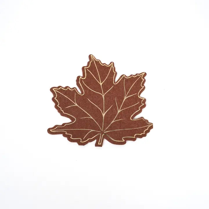 Brown and Orange Autumn Leaf Shaped Cocktail Napkins