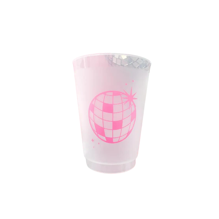 Clear and Pink Disco Ball Frosted Plastic Cups