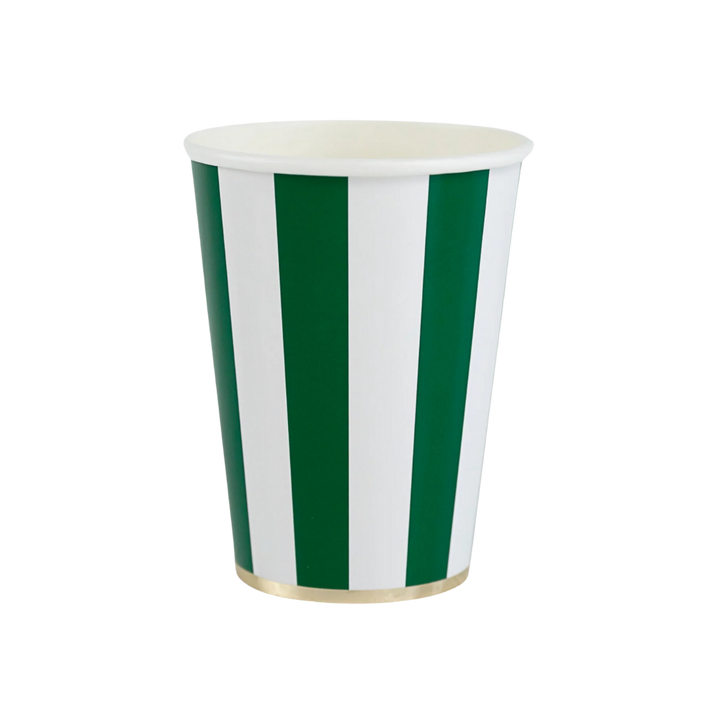 Emerald Green Cabana Stripe Cups