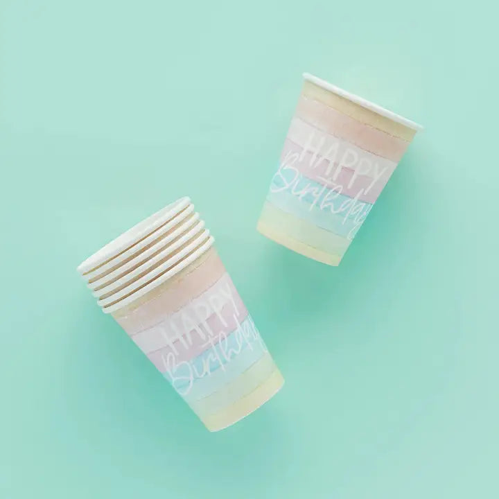 Eco Rainbow 'Happy Birthday' Cups