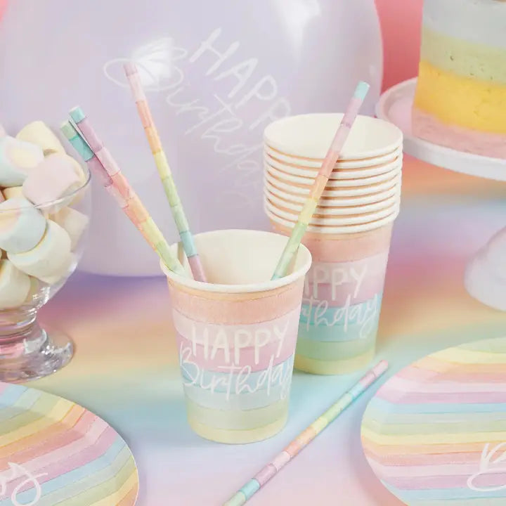 Eco Rainbow 'Happy Birthday' Cups