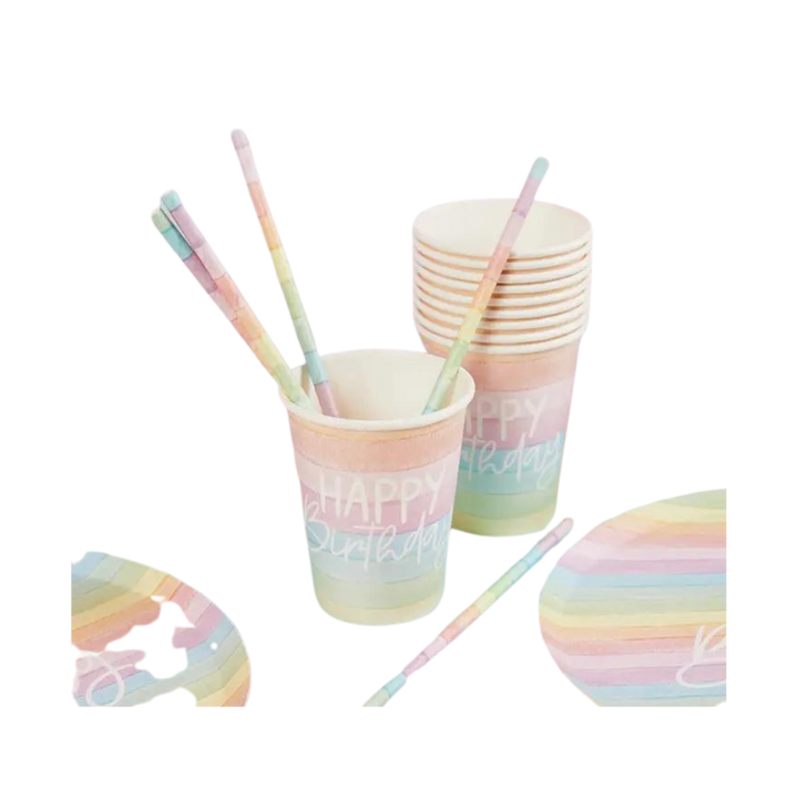 Eco Rainbow 'Happy Birthday' Cups