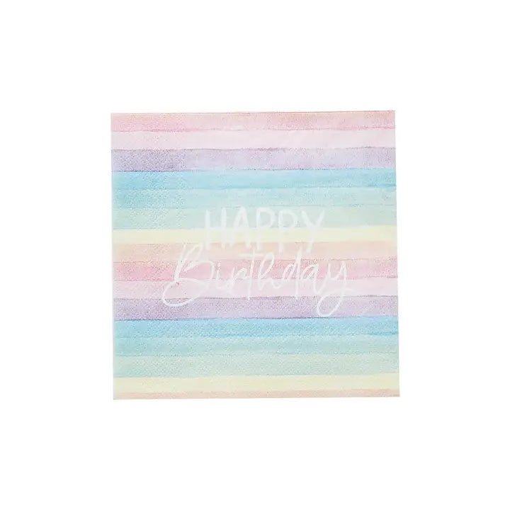 Eco Rainbow 'Happy Birthday' Paper Napkins 16 Pack