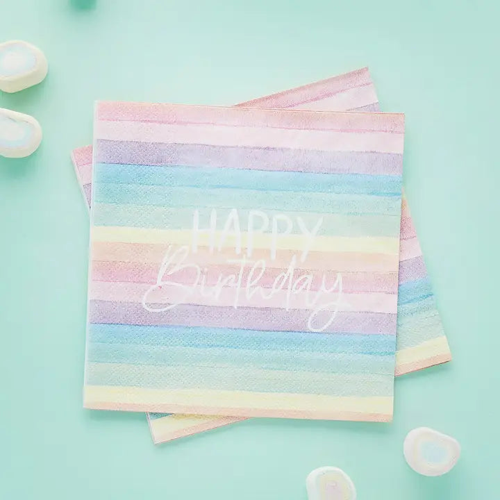 Eco Rainbow 'Happy Birthday' Paper Napkins 16 Pack