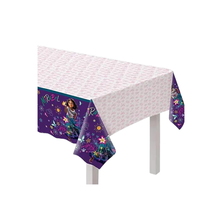 Purple and White Encanto Plastic Table Cover