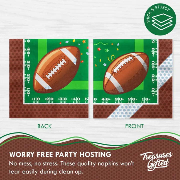 Green and Brown Football Theme Dinner Napkins