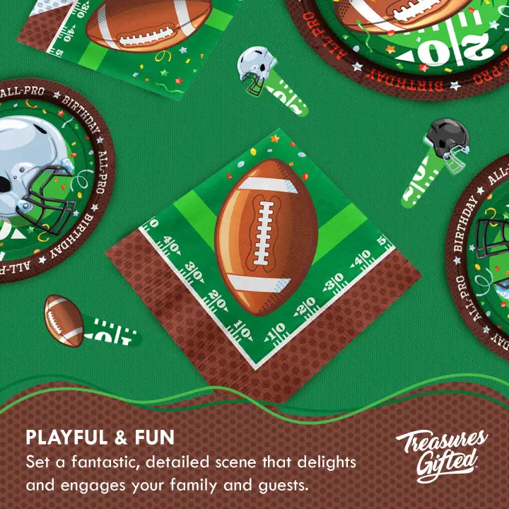 Green and Brown Football Theme Dinner Napkins