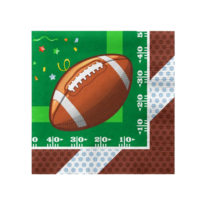 Green and Brown Football Theme Dinner Napkins