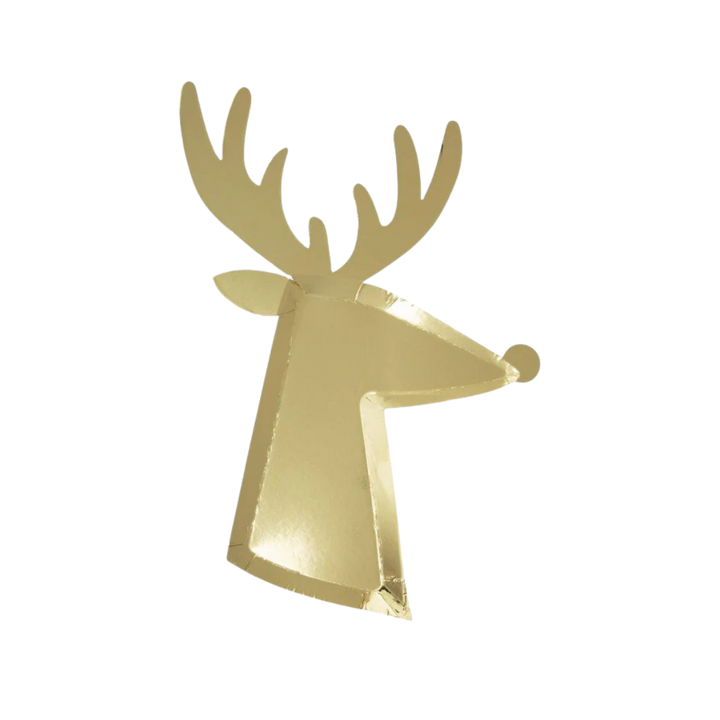 Gold Die-Cut Reindeer Shaped Large Dinner Plates