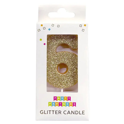 Gold Glitter Candle Set 0-9