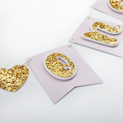 Gold Glitter 1st Birthday Décor Kit (Rosette Crown)