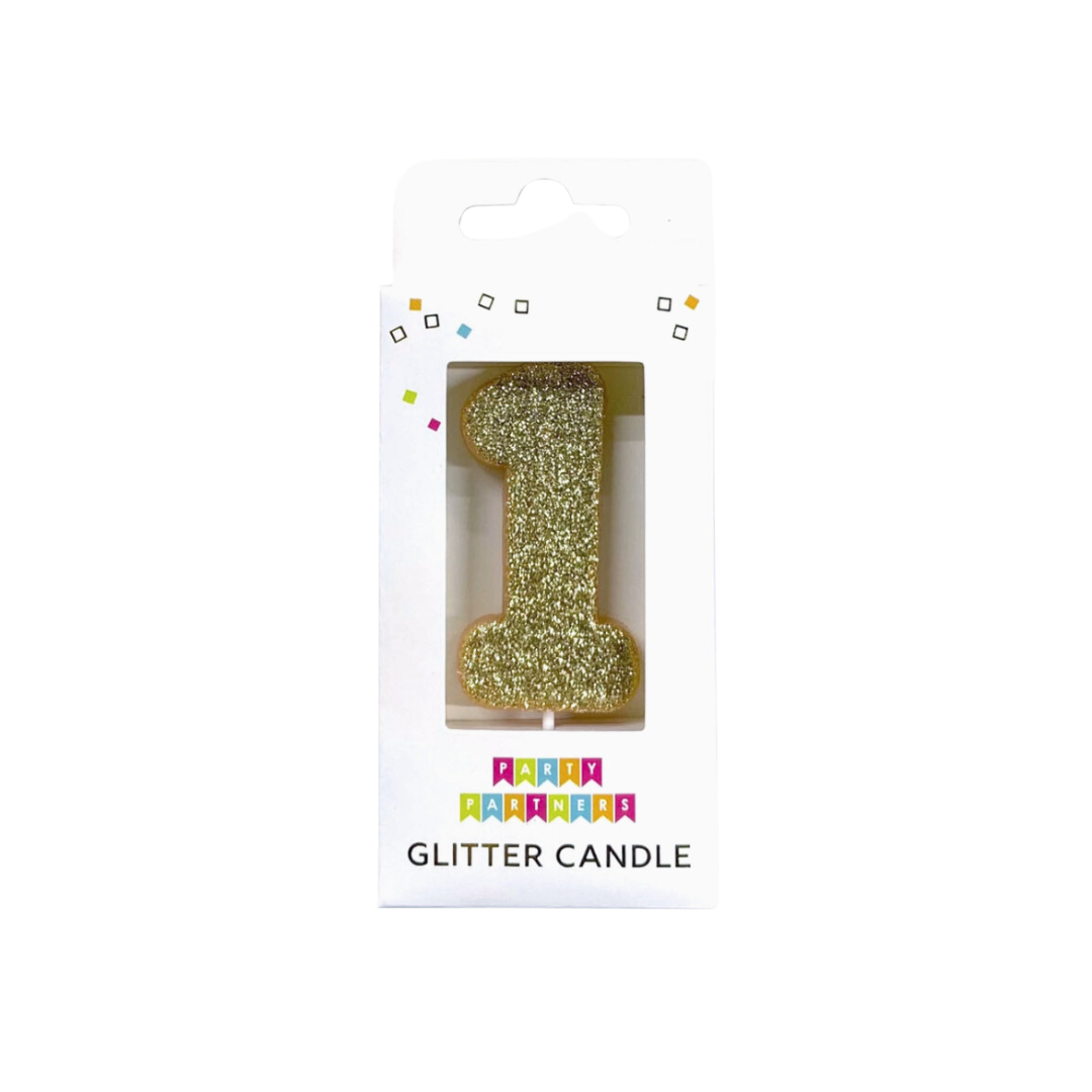 Gold Glitter Candle Set 0-9