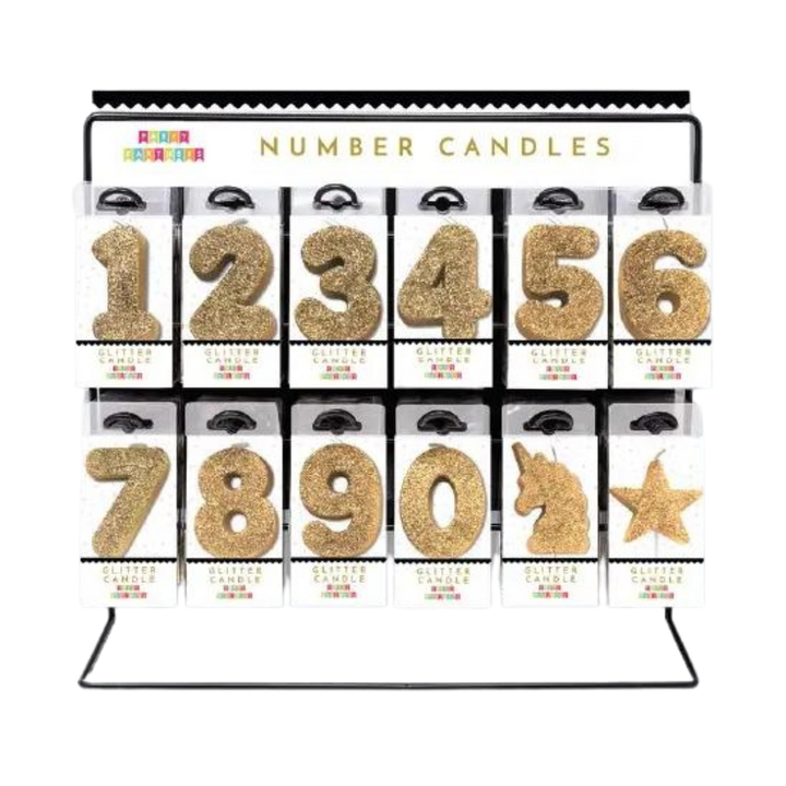 Gold Glitter 0-9 Number Candles