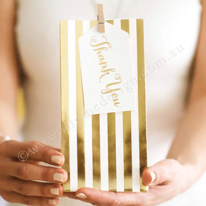 Gold Stripes & Dots - Treat Bag - (10pk)