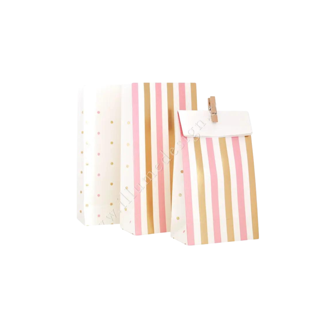 Gold & Pink, Stripes & Spots - Treat Bag - (10pk)