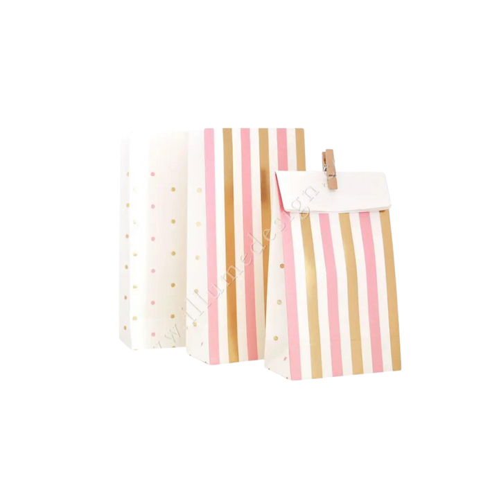 Gold & Pink, Stripes & Spots - Treat Bag - (10pk)