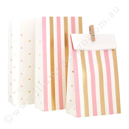 Gold & Pink, Stripes & Spots - Treat Bag - (10pk)