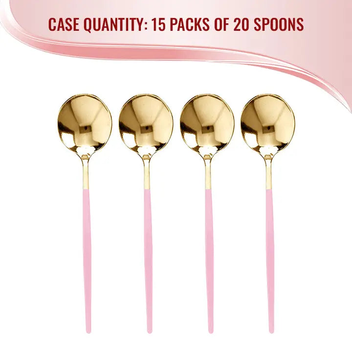 Gold with Pink Handle Moderno Disposable Dinner Spoons - (12 pk)