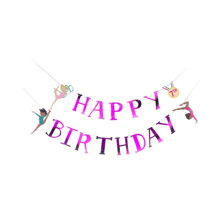 Pink Gymnastics "Happy Birthday" Banner