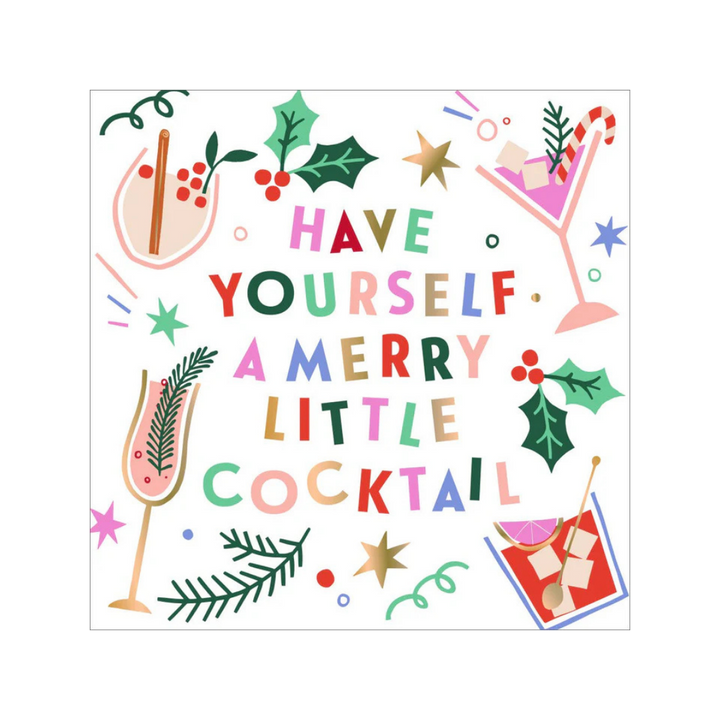 White "Have Yourself A Merry Little Cocktail Napkins" Cocktail Napkins