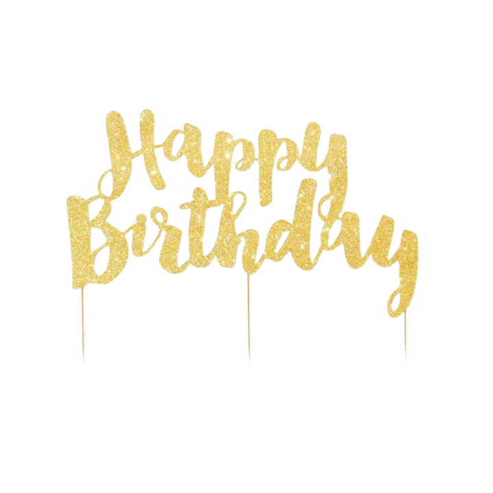 Happy Birthday Gold Glitter Cake Topper - 1 Pce