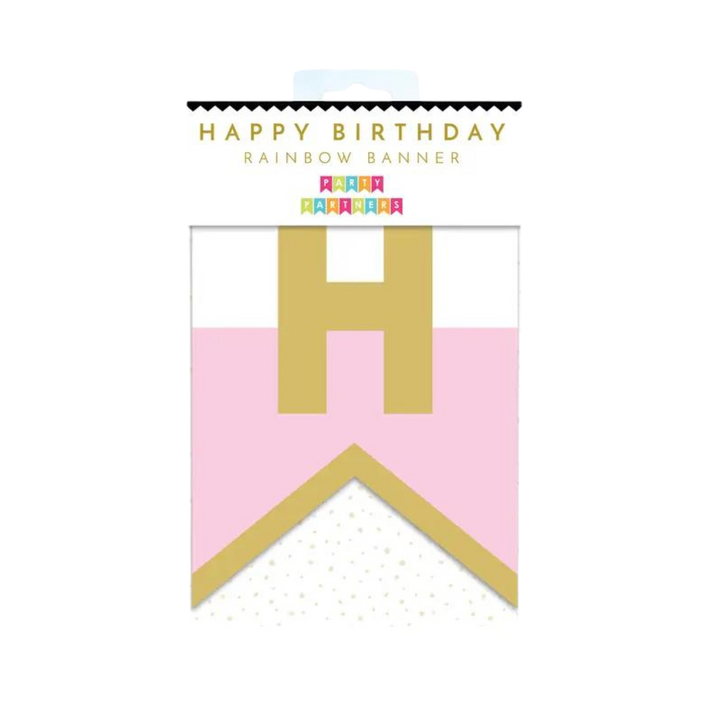 Pink and White "Happy Birthday" Banner