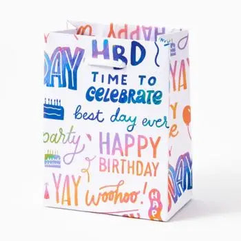 Happy Birthday Rainbow Script Gift Bag - Small
