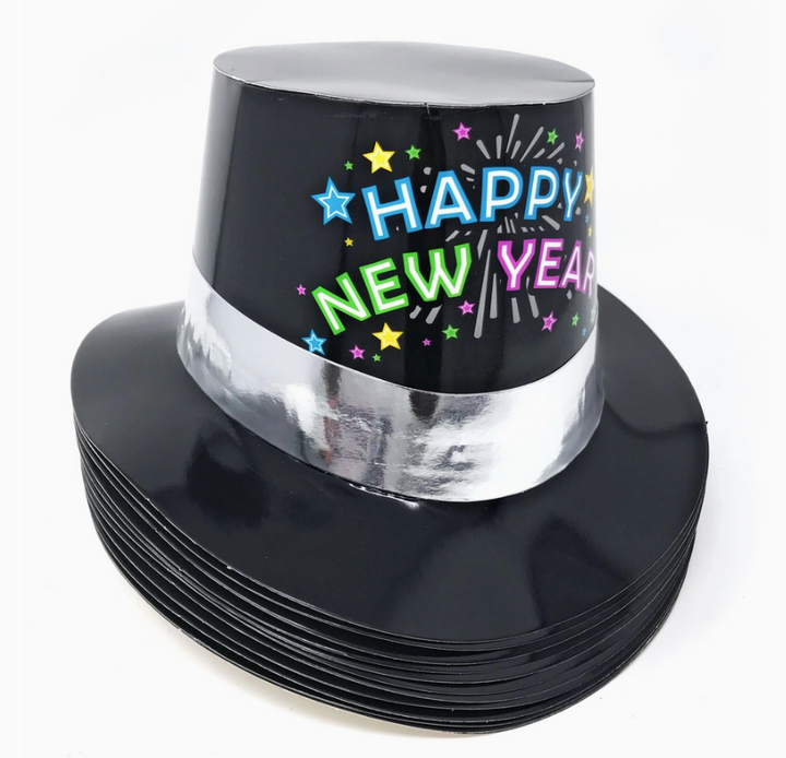 "Happy New Year" Black Party Hats