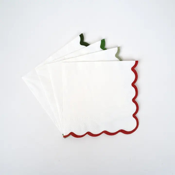 Holiday Colors Scallop Cocktail Napkins