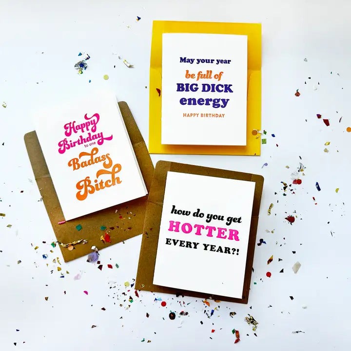 Hotter Every Year Birthday - Letterpress Birthday Card