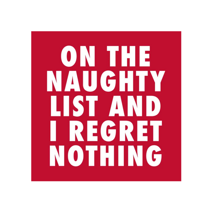 Red "I Regret Nothing" Holiday Cocktail Napkins