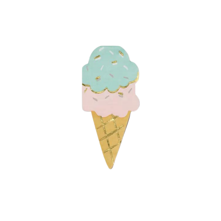 Blue and Pink Ice Cream Cone Shaped Guest Napkins