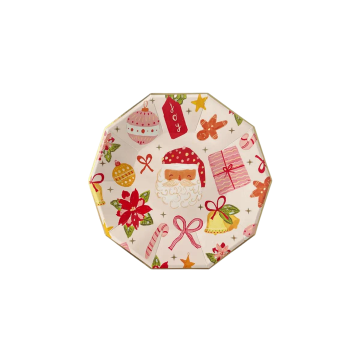 White and Red Christmas Joy Large Dinner Plates