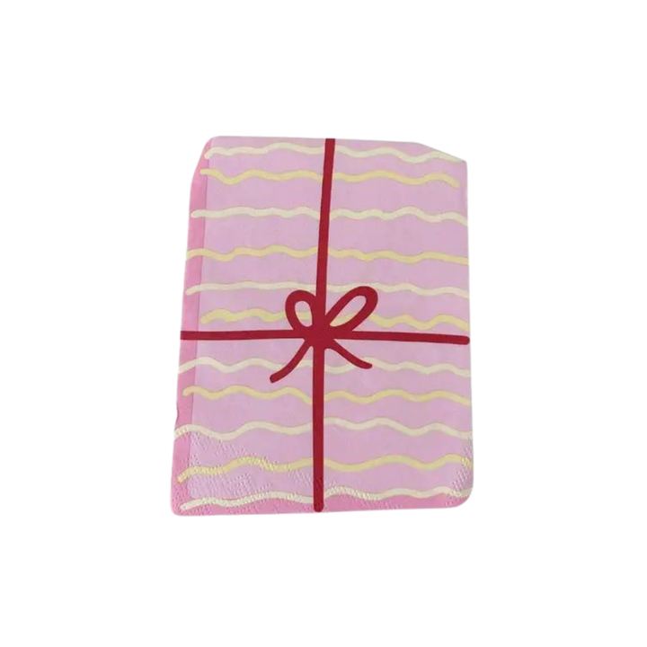 Pink Present Shaped Cocktail Napkins