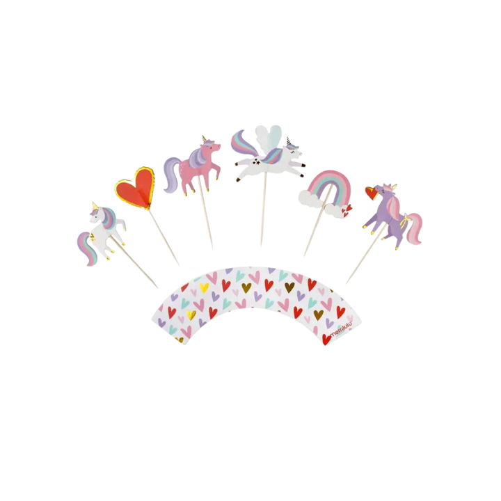 Love is Magical Unicorn Cupcake Toppers & Wrappers - (12pk)