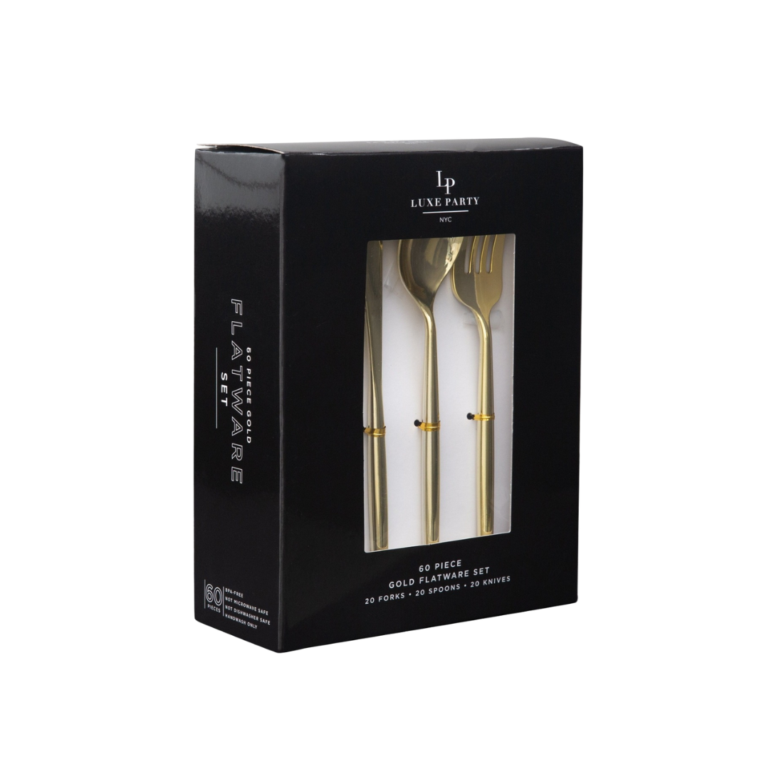 Matrix Gold Plastic Cutlery Set - 60 pcs