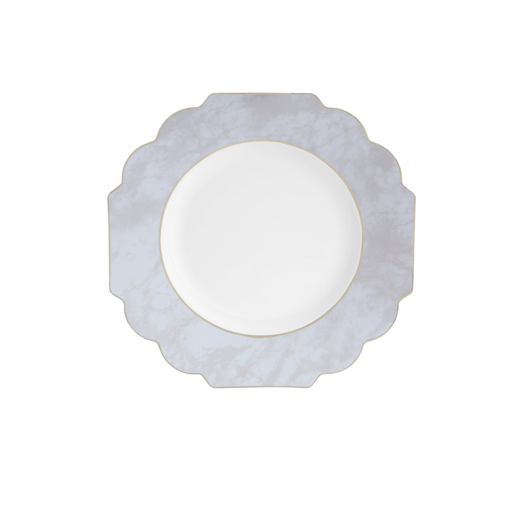 Marble Scalloped Gold Rimmed Plastic Plates - 2 Sizes