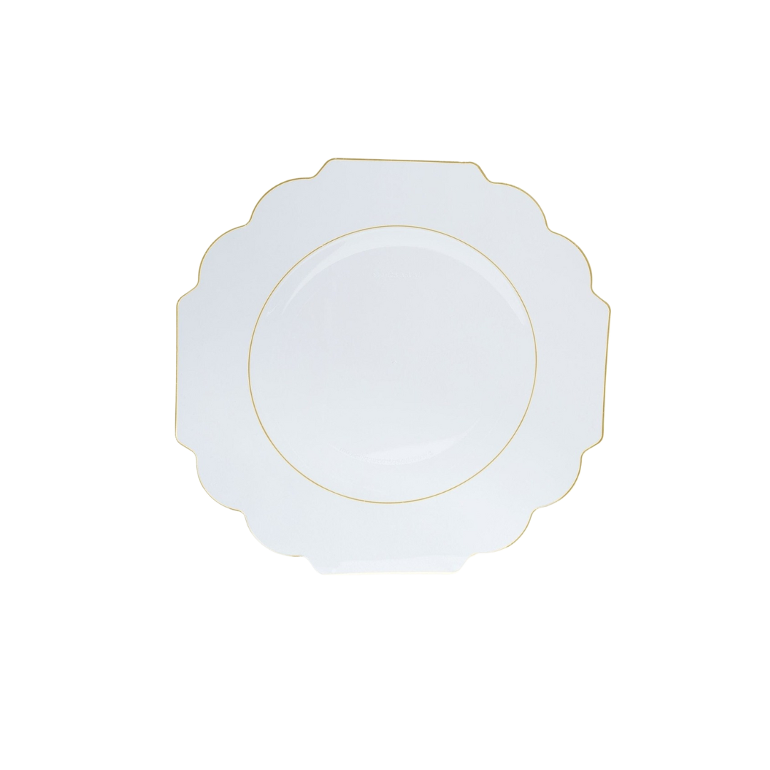 Clear Scalloped Gold Rimmed Plastic Plates - 2 Sizes