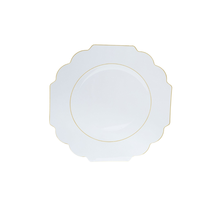 Clear Scalloped Gold Rimmed Plastic Plates - 2 Sizes