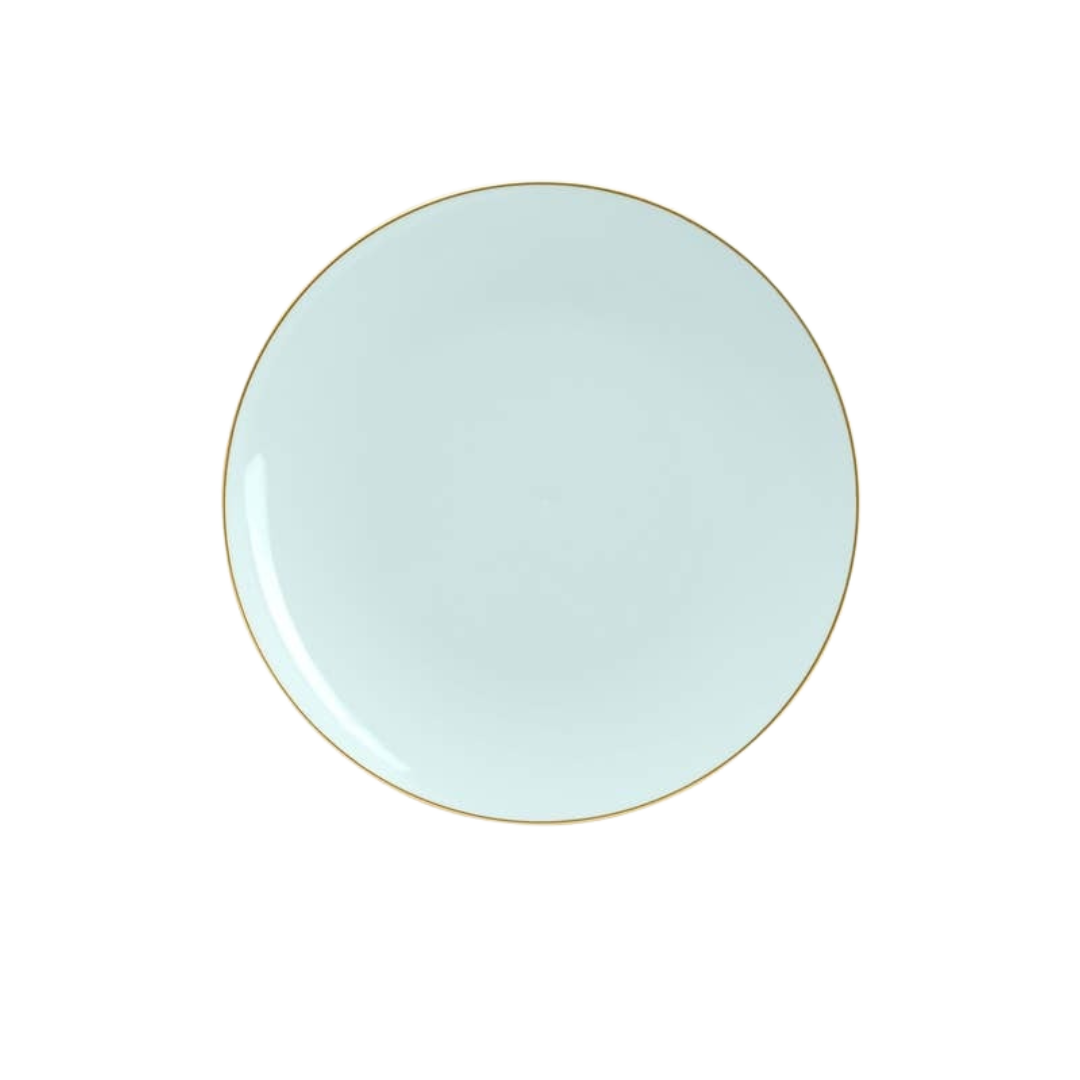 Mint Gold Rimmed Plastic Plates - 2 Sizes