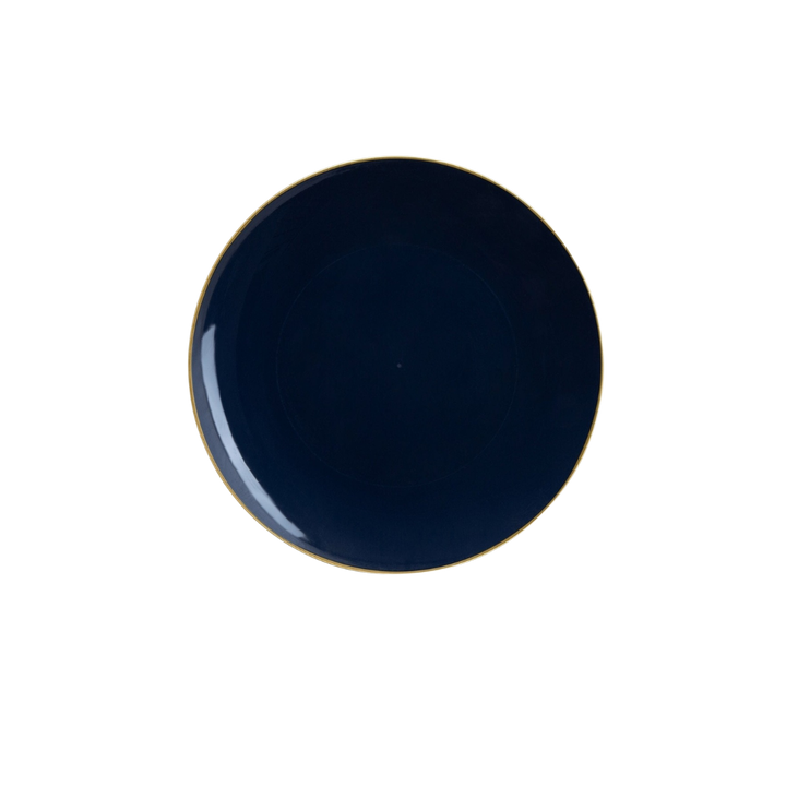 Navy Gold Rimmed Plastic Plates - 2 Sizes