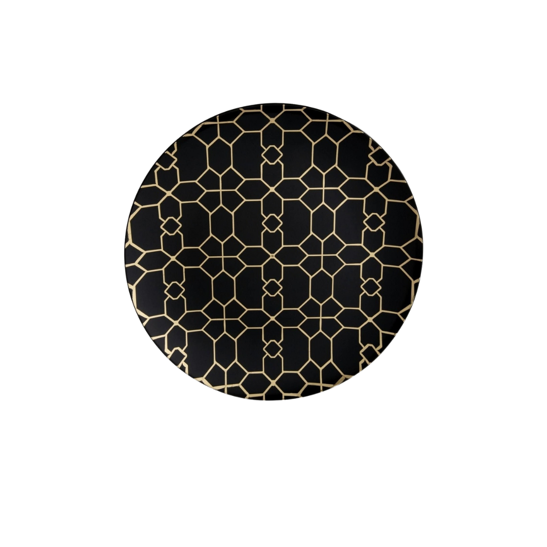 Black and Gold Geo Pattern Plastic Plates - 2 Sizes