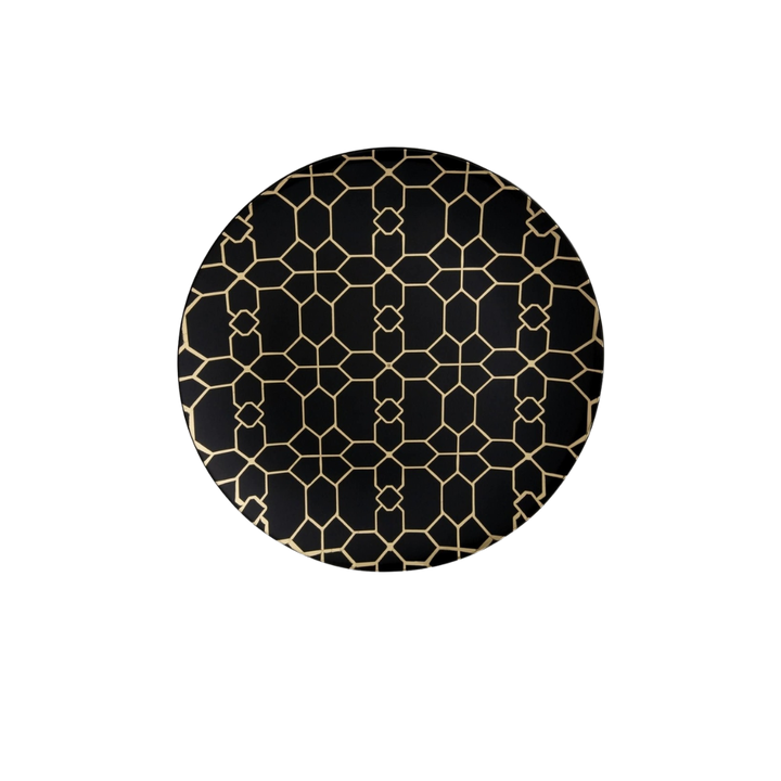 Black and Gold Geo Pattern Plastic Plates - 2 Sizes