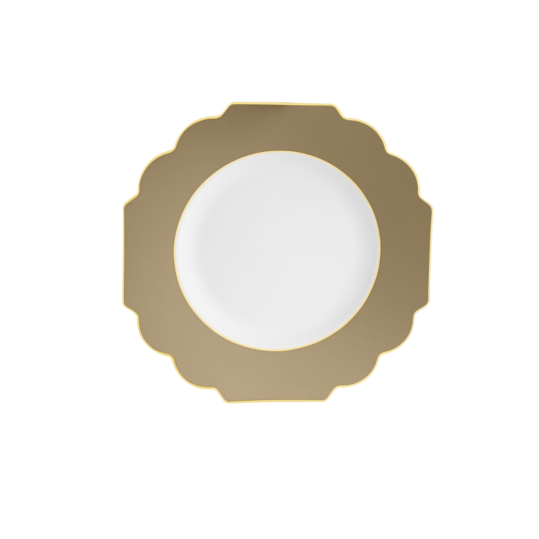 Gold Scalloped Gold Rimmed Plastic Plates - 2 Sizes