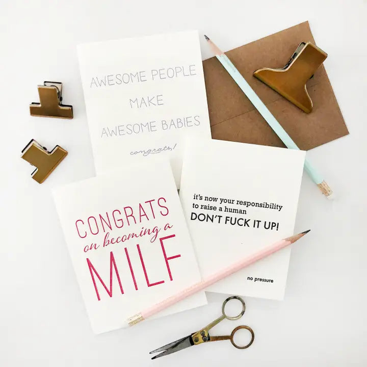 MILF - Letterpress Mother's Day New Baby Congrats Card