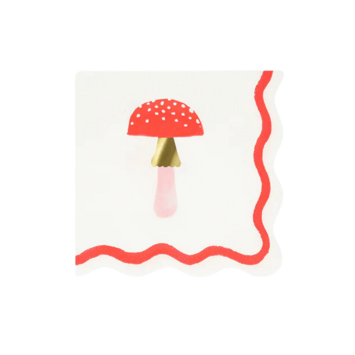 White and Red Mushroom Cocktail Napkins