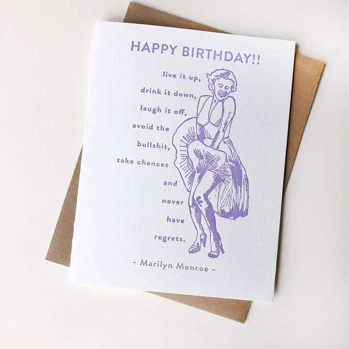 Marilyn Monroe Birthday - Letterpress Birthday Greeting Card