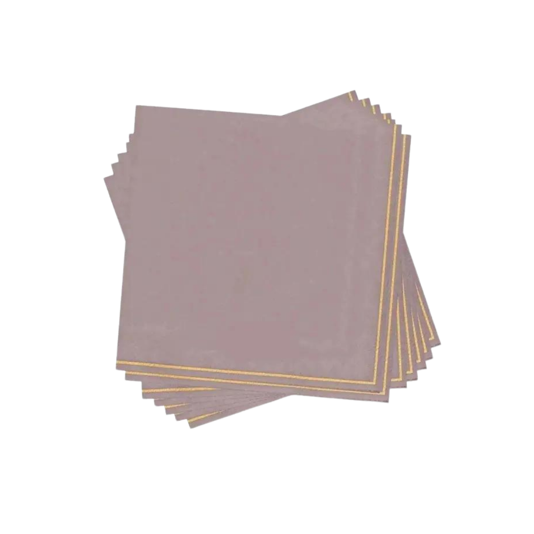 Mauve with Gold Stripe Napkins - 2 Sizes